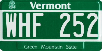 VT license plate WHF252