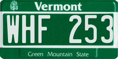 VT license plate WHF253