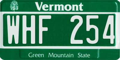VT license plate WHF254