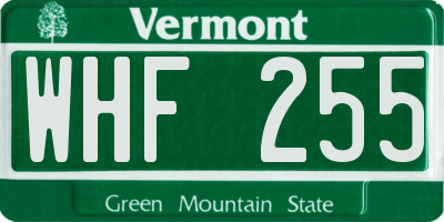 VT license plate WHF255