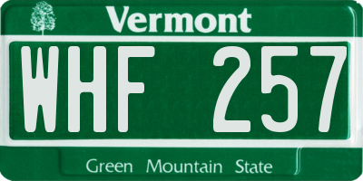 VT license plate WHF257