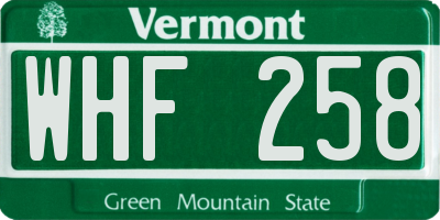 VT license plate WHF258