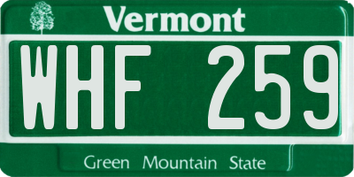 VT license plate WHF259