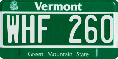 VT license plate WHF260