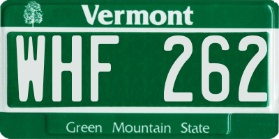 VT license plate WHF262
