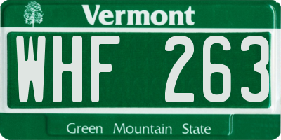 VT license plate WHF263