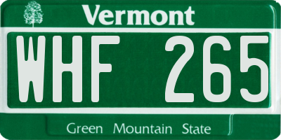 VT license plate WHF265