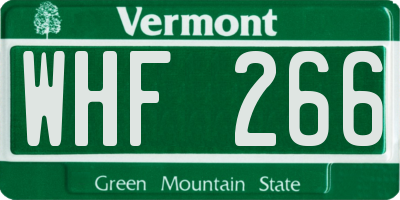 VT license plate WHF266