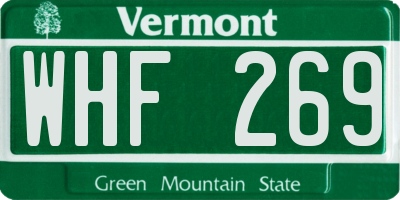 VT license plate WHF269