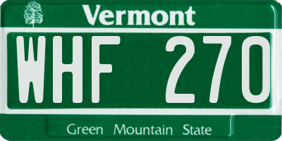 VT license plate WHF270
