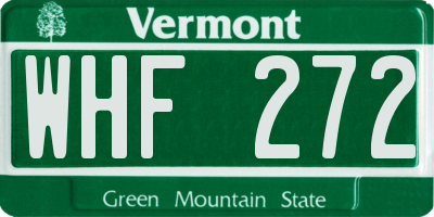 VT license plate WHF272
