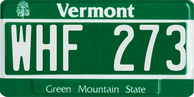 VT license plate WHF273