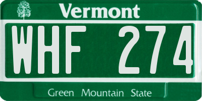 VT license plate WHF274