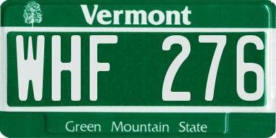 VT license plate WHF276