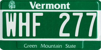 VT license plate WHF277