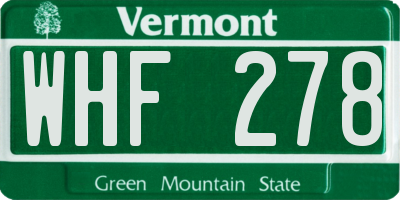 VT license plate WHF278
