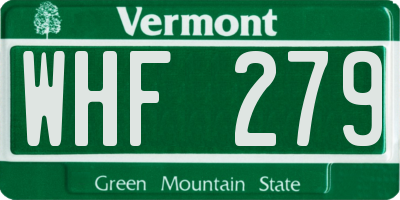 VT license plate WHF279
