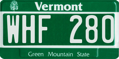VT license plate WHF280