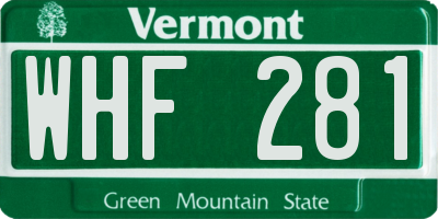 VT license plate WHF281