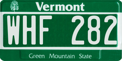 VT license plate WHF282
