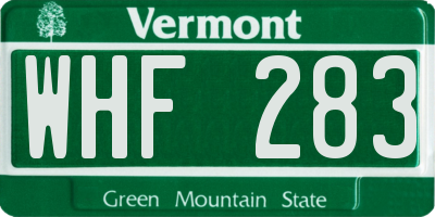 VT license plate WHF283