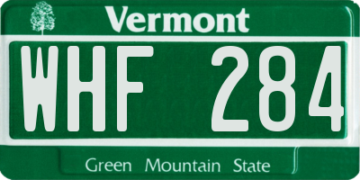 VT license plate WHF284
