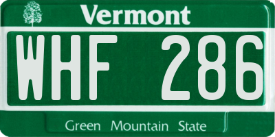 VT license plate WHF286