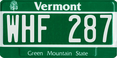 VT license plate WHF287
