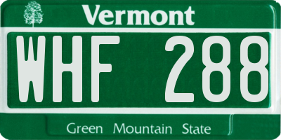 VT license plate WHF288