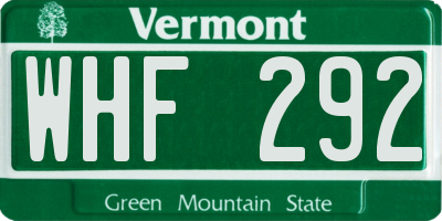 VT license plate WHF292