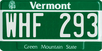 VT license plate WHF293
