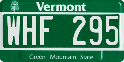 VT license plate WHF295