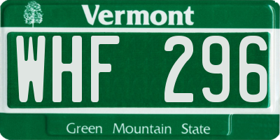 VT license plate WHF296