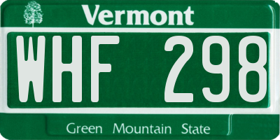 VT license plate WHF298