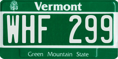 VT license plate WHF299