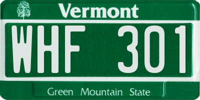 VT license plate WHF301