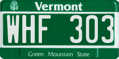 VT license plate WHF303