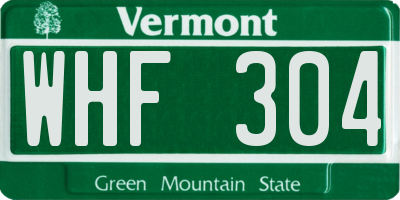 VT license plate WHF304