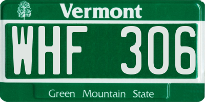 VT license plate WHF306