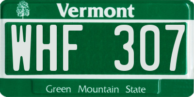 VT license plate WHF307