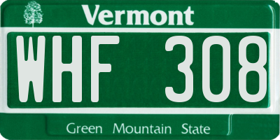 VT license plate WHF308