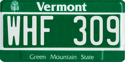 VT license plate WHF309