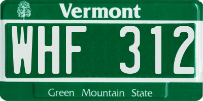 VT license plate WHF312
