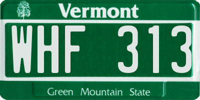 VT license plate WHF313