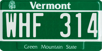 VT license plate WHF314