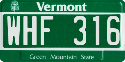 VT license plate WHF316