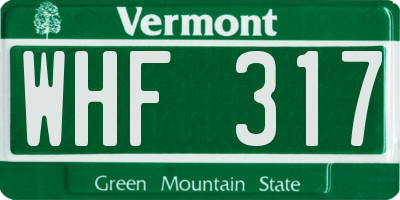 VT license plate WHF317