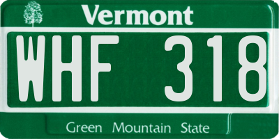 VT license plate WHF318