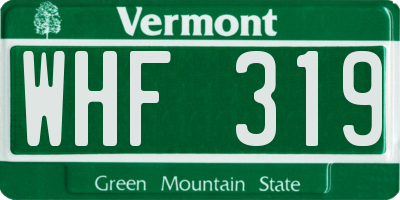 VT license plate WHF319