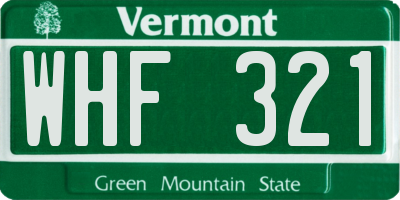 VT license plate WHF321